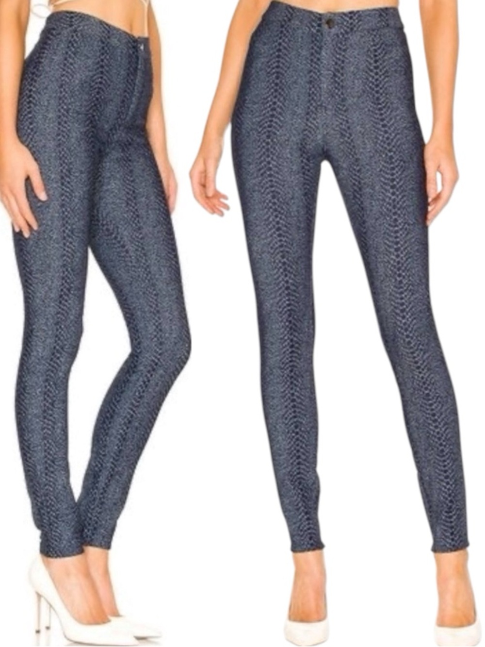 Superdown Darlene High Waisted Pants Blue Snake Size Medium Snakeskin Mob Wife